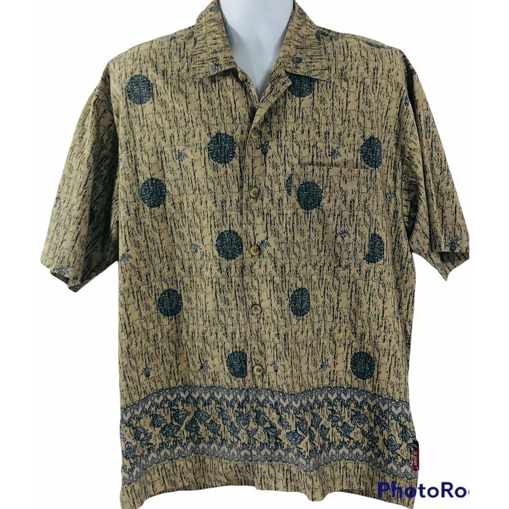 Vintage Zero Gravity Sport Mens Size L Island Print SS Button up Shirt